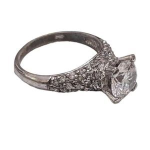 925 Sterling Silver Cubic Zirconia Solitaire‎ Ring Vintage Size 7